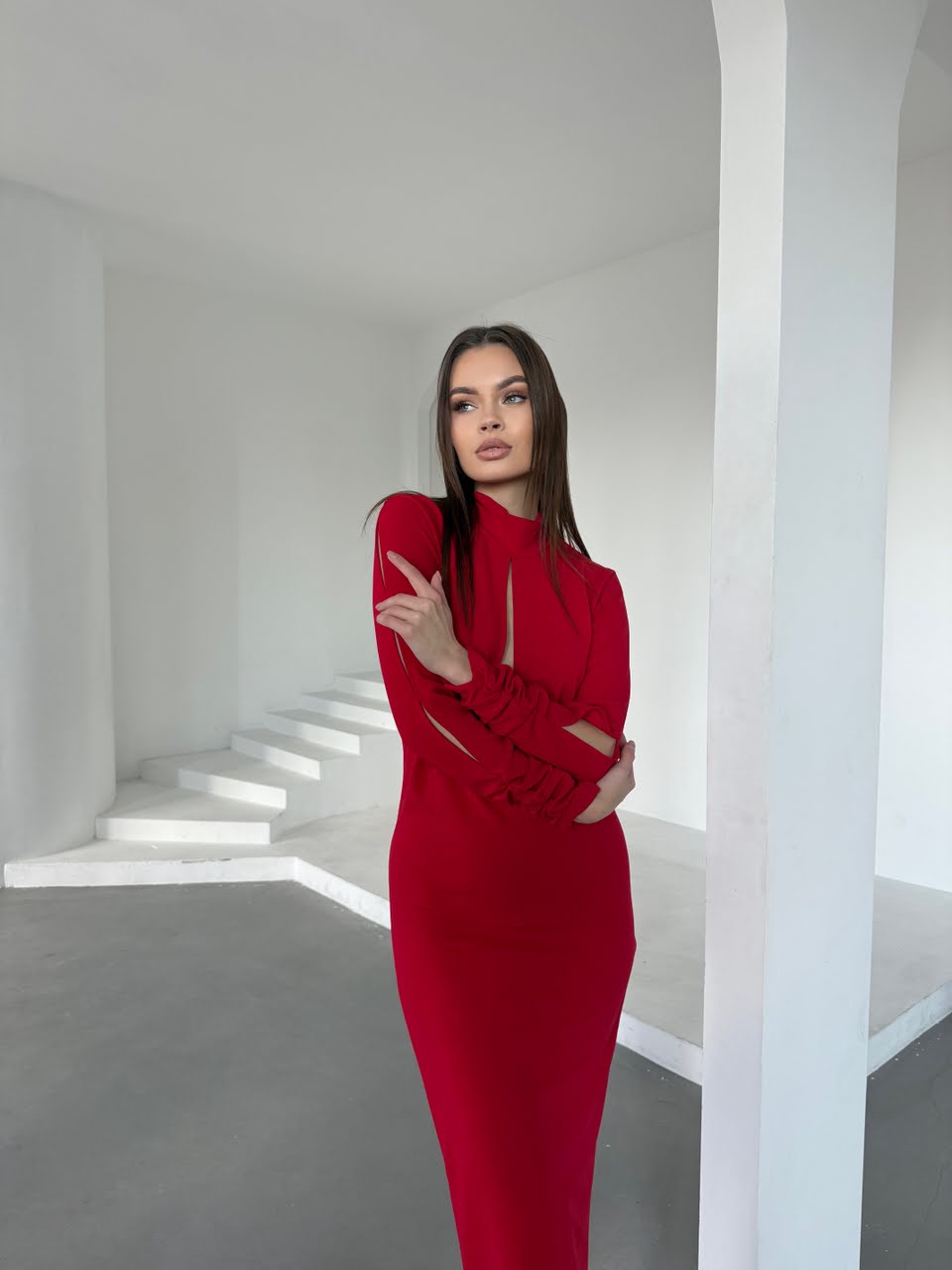 Damla detaylı aksesuarlı elbise - Görsel 4